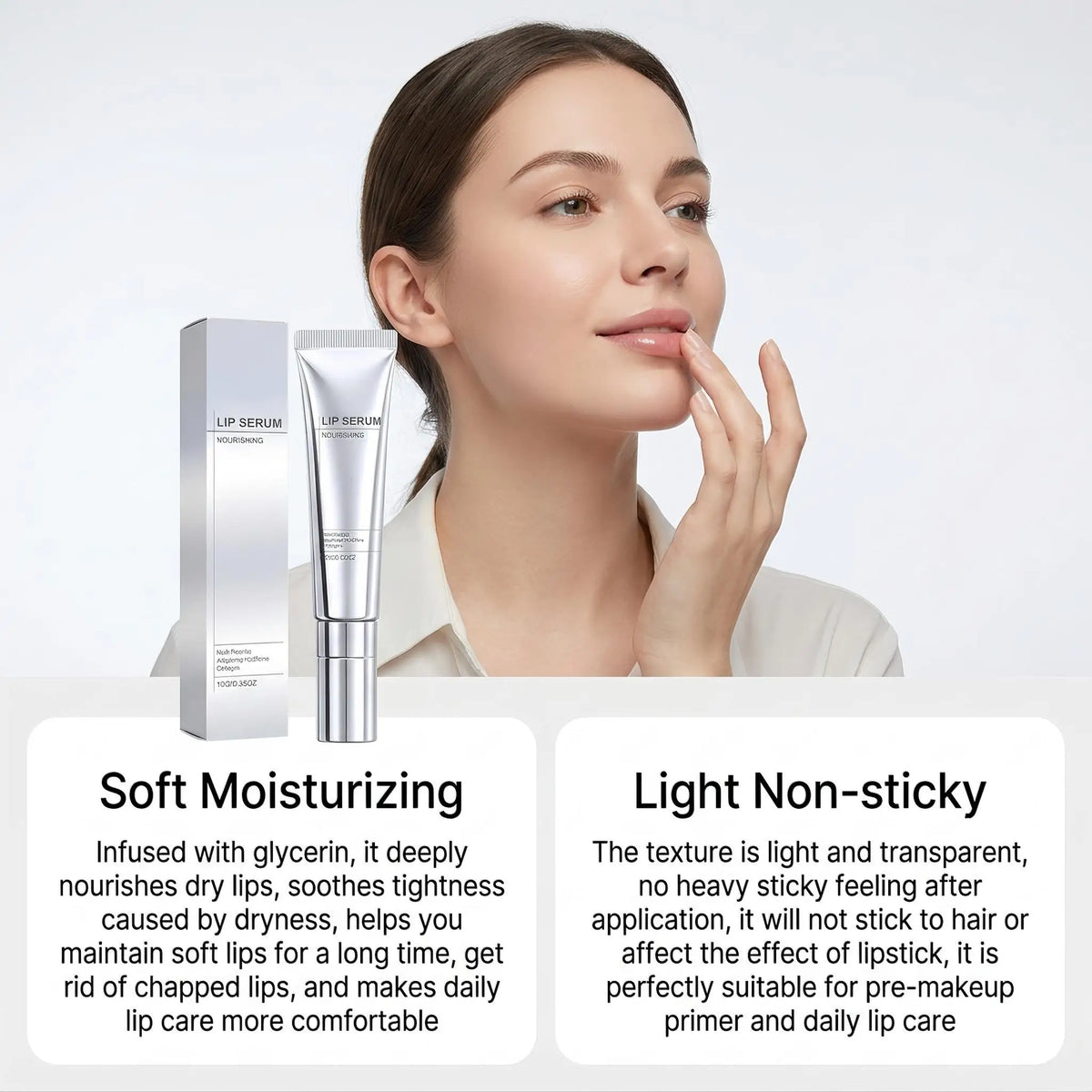 Lip Nourishing Serum Hydrating Moisturizing Plumping Firming Collagen Peptides Fade Lines Lip Plumper Volumizing Smoothing Gloss Treatment