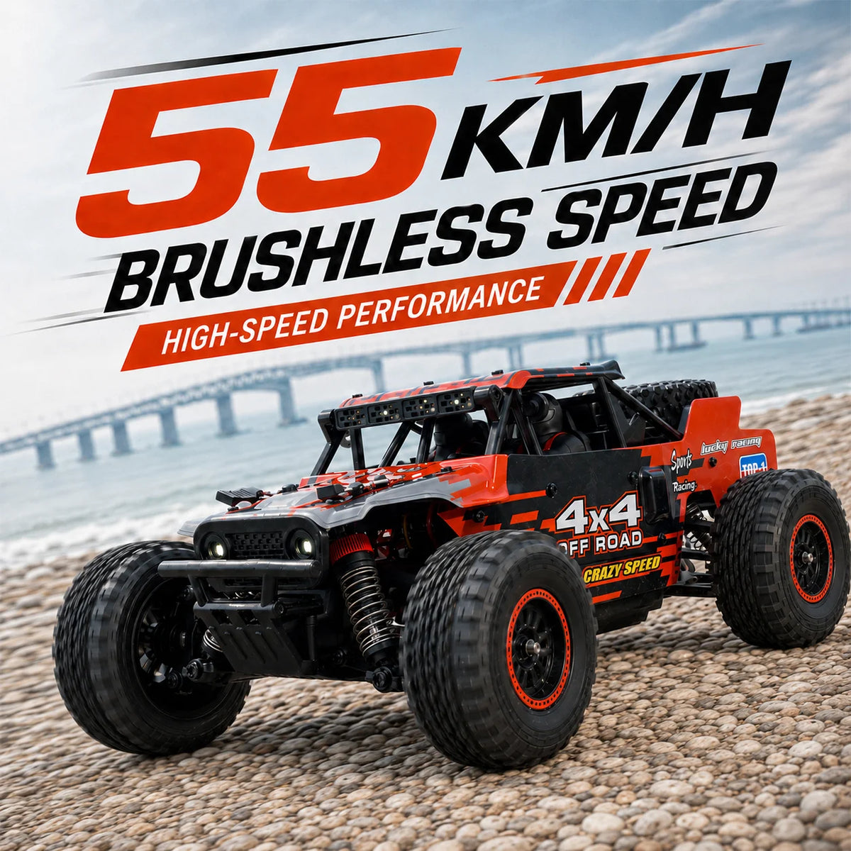 ZNLYRION SG202MAX 1 16 Scale 4WD Brushless RC Monster Truck 55KMH LED Lights