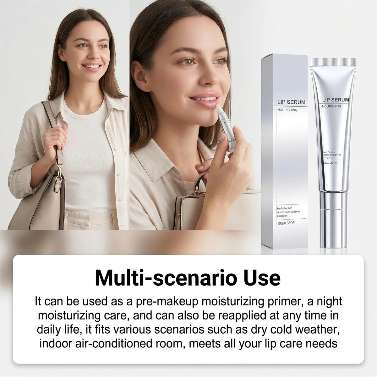 Lip Nourishing Serum Hydrating Moisturizing Plumping Firming Collagen Peptides Fade Lines Lip Plumper Volumizing Smoothing Gloss Treatment