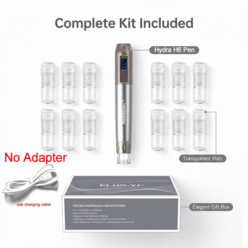 Hydra Derma Pen H6 Professional Microneedle Beauty Pen Skin Care Microneedling Pen Length 0.25 mm