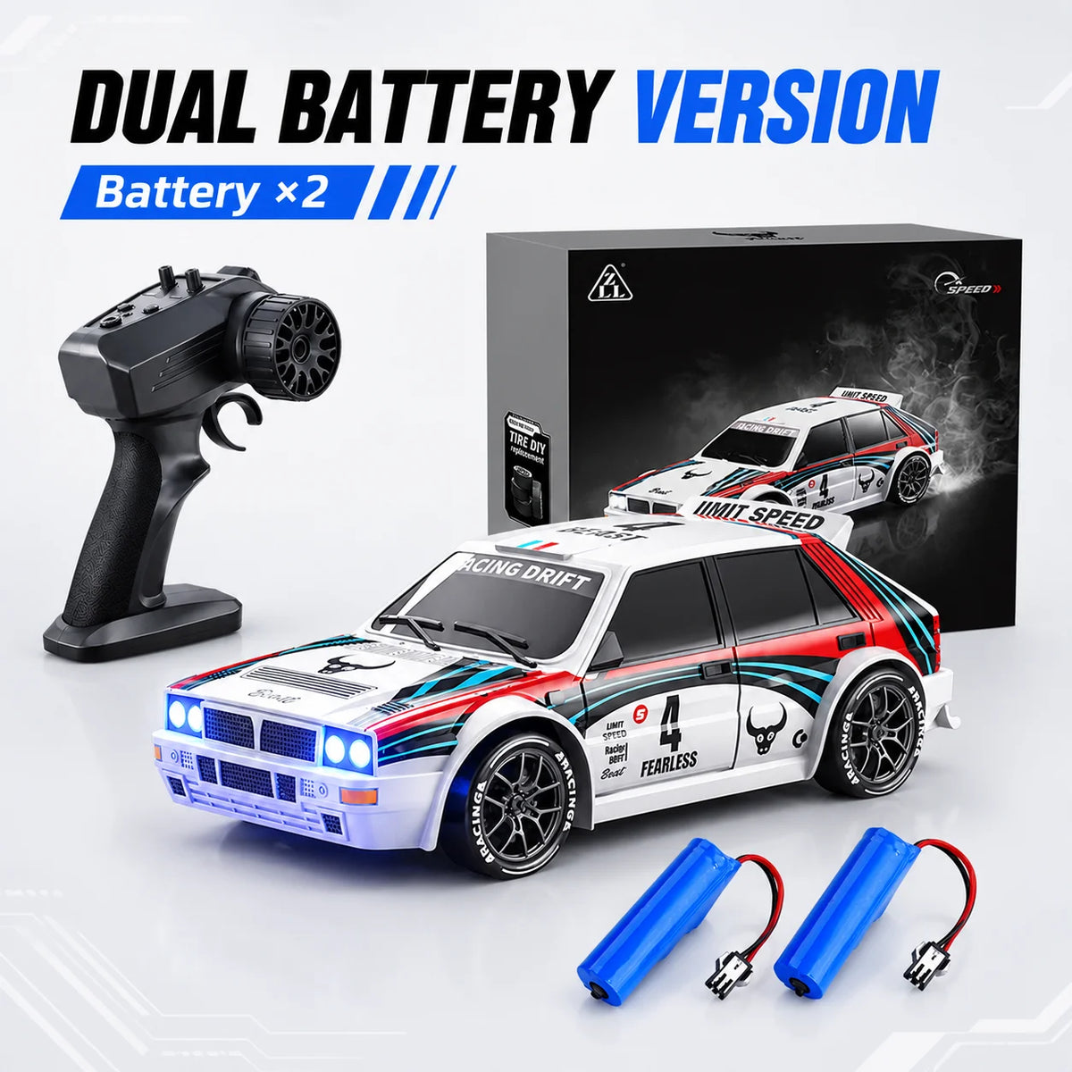 1 24 Scale 4WD RC Drift Car With LED Headlights And Spare Tires