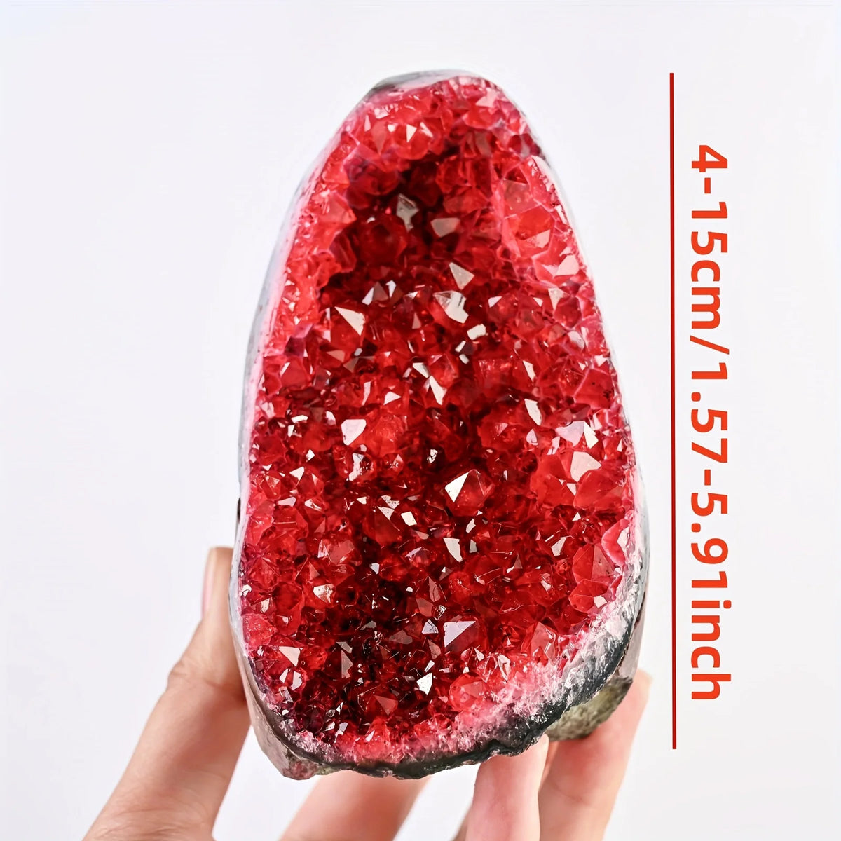Red Geode Cluster With Cut Base for Home and Office Decor