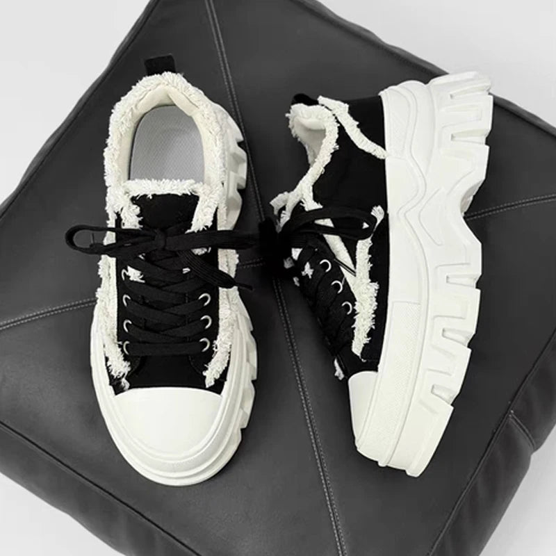 Mens High Top Canvas Platform Sneakers Non Slip Casual Shoes