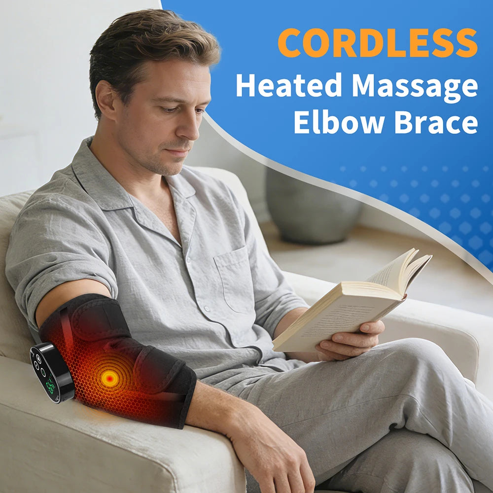 Cordless Heated Vibration Elbow Wrap Support Adjustable Arm Massager Warmer for Elbow Relaxation Muscle Comfort Daily Use Home Office Fitness