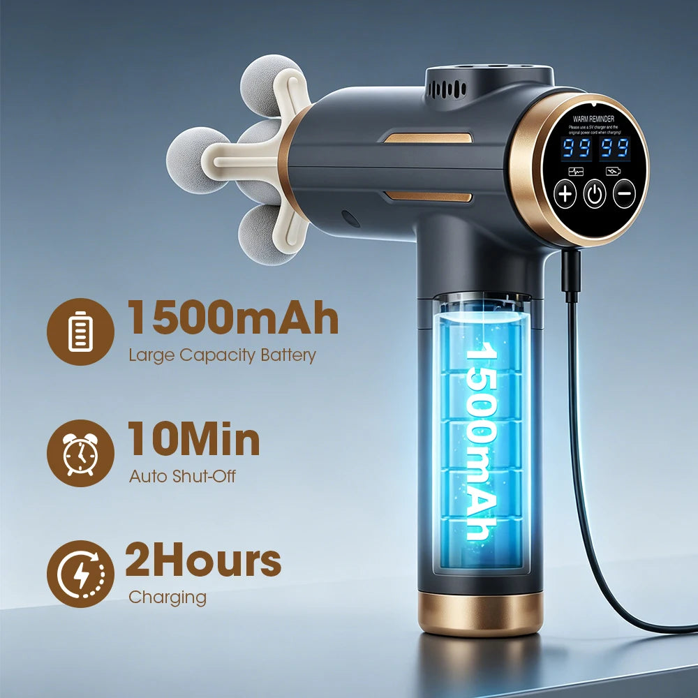 Cordless Percussion Massager Gun with 99 Speeds and 11 Massage Heads