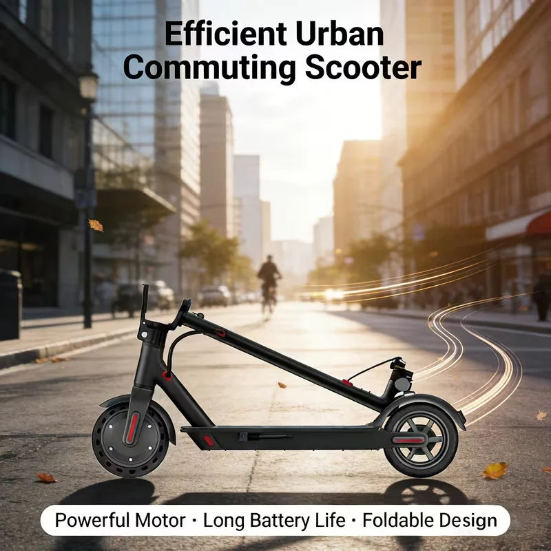 Adult Electric Scooter 8.5" Honeycomb Solid Tire Fast Charging LED Light Portable Folding E-Scooter for City Travel