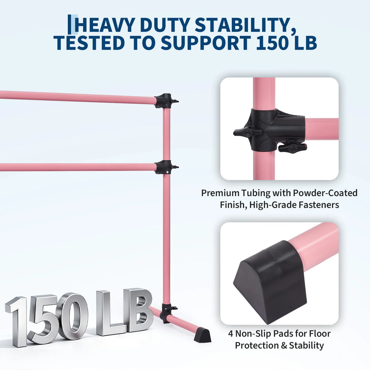 Adjustable 4 Foot Freestanding Ballet Barre for Dance Pilates and Stretching