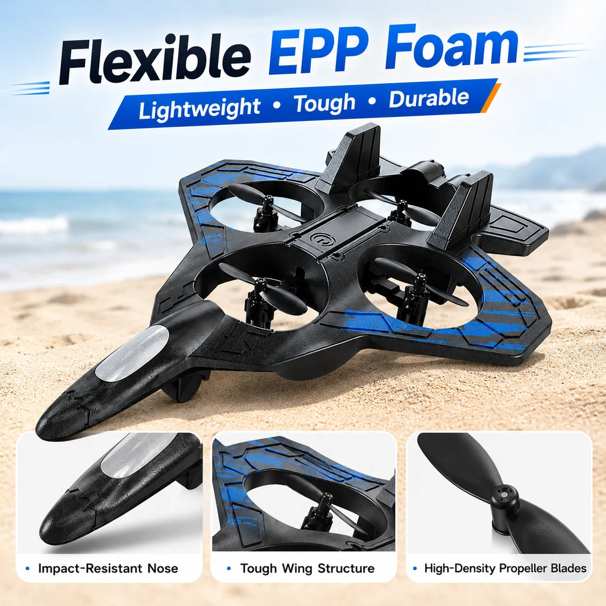 YL87 EPP Foam RC Fighter Plane With LED Lights and 360 Stunts for Kids
