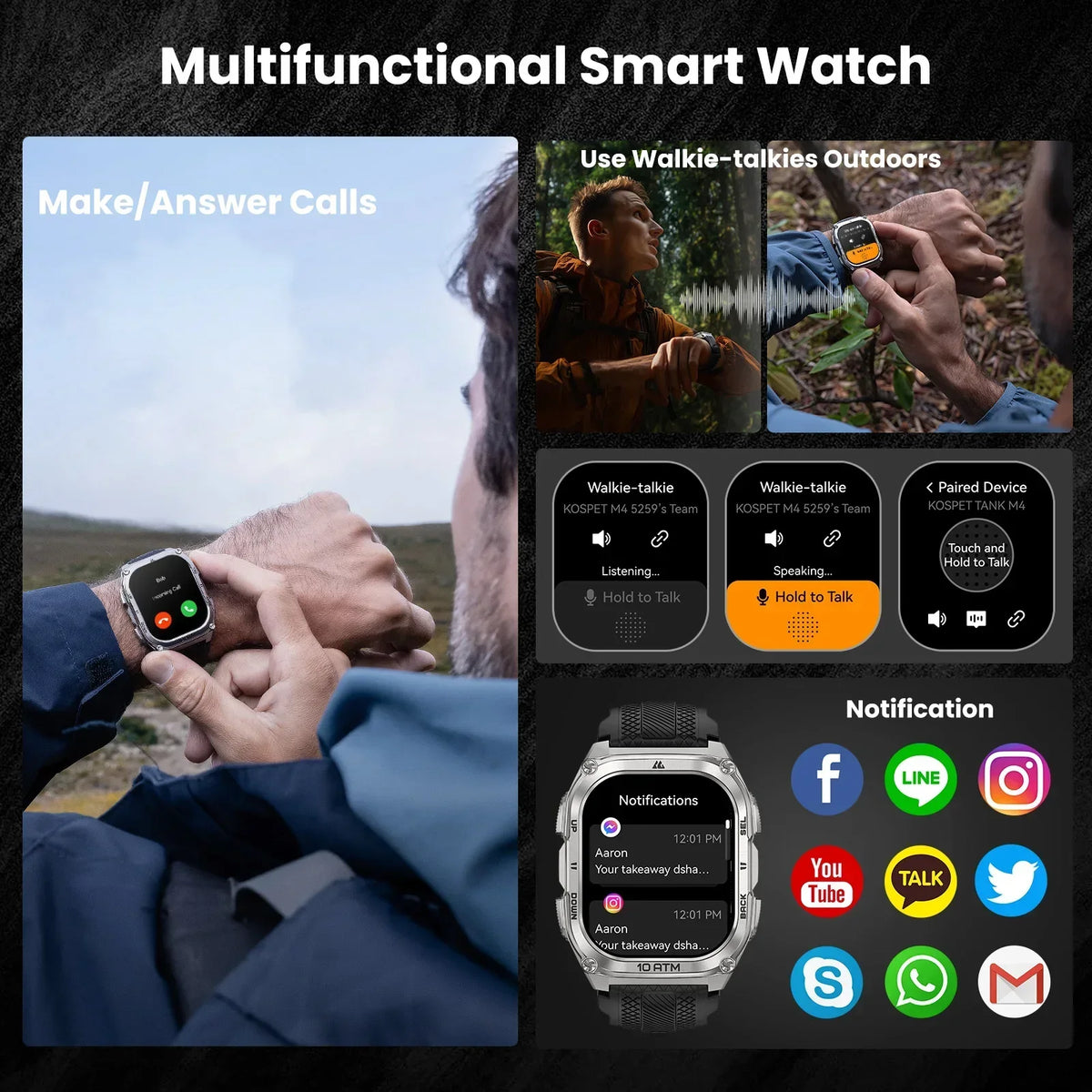 KOSPET Tank M4 Smartwatch With GPS, Offline Maps And 10ATM Waterproofing