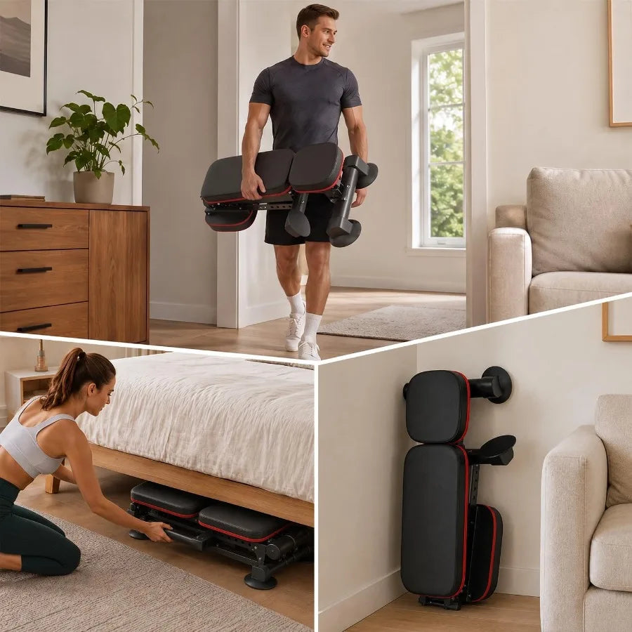 Adjustable Weight Bench with 8 Backrest Angles, 3-Position Leg Support, 2-Position Arm Support, 886 LBS Steel Frame, Foldable Design