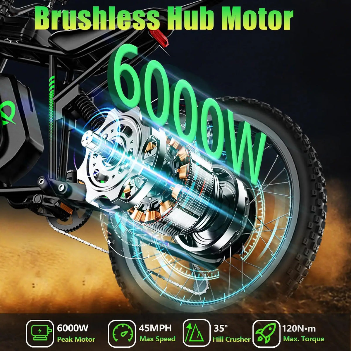 R3 50MPH Electric Dirt Bike 60V25Ah 1500Wh Battery 6000W Electric Bike Max 50Miles Ebike 19" Motorcycle Dual Hydraulic Brake