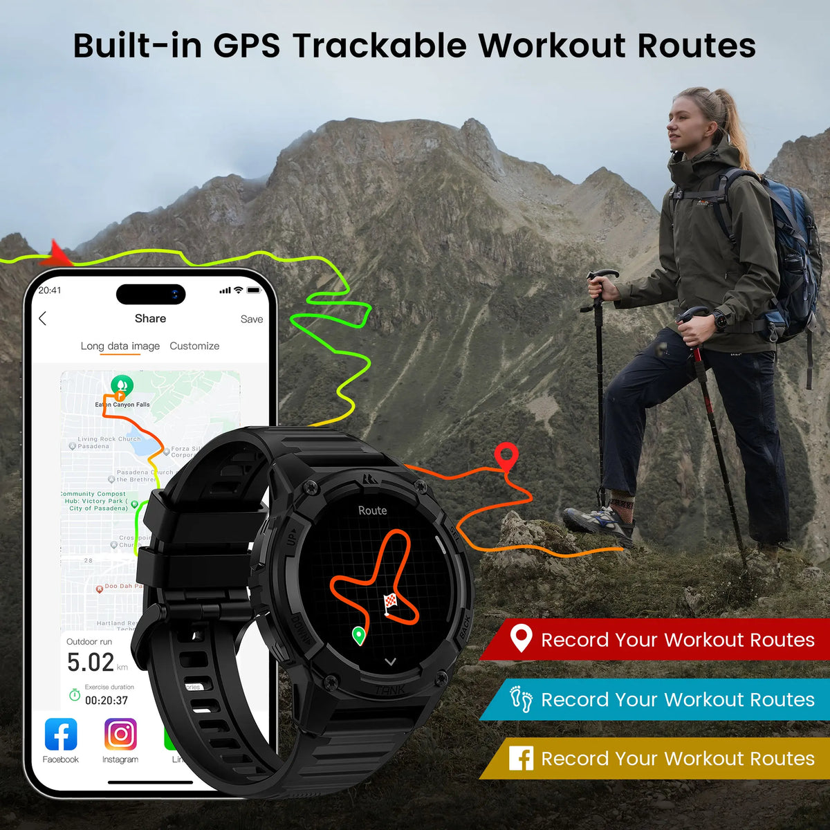 KOSPET Tank S2 GPS Smartwatch for Women with AMOLED IP69K Waterproof