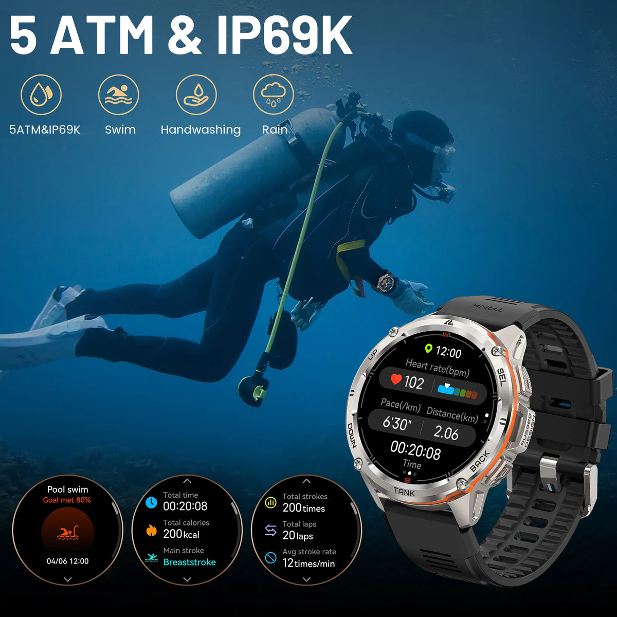 KOSPET TANK T3 Ultra GPS AMOLED Rugged Smartwatch for Men