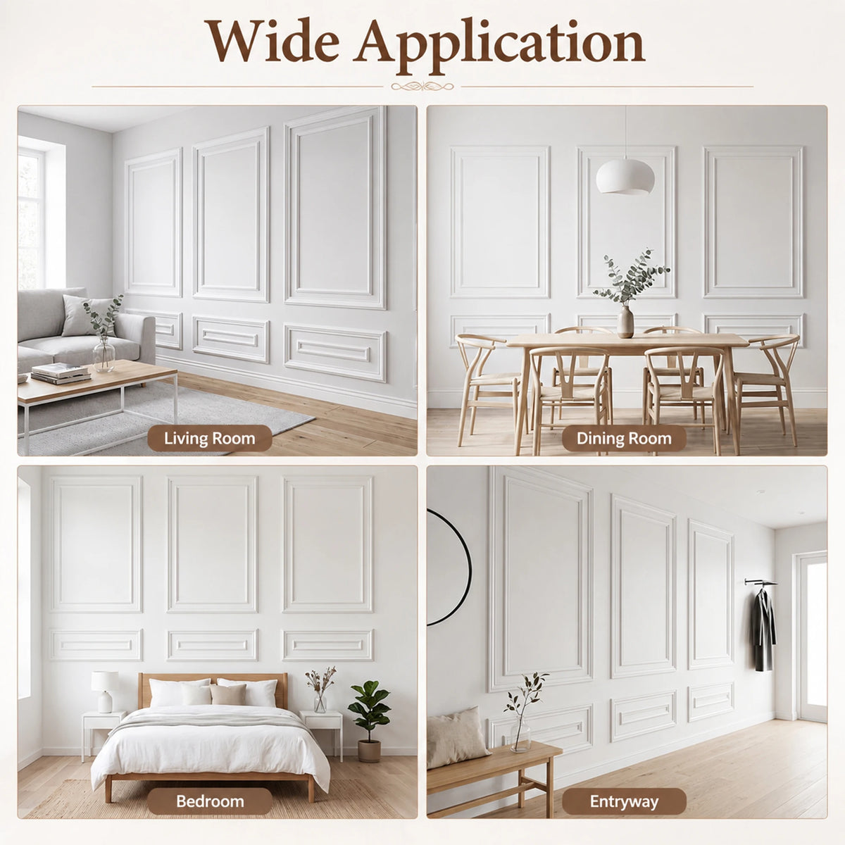 Peel And Stick Double Frame Wainscoting Wall Molding Kit 3 Sets