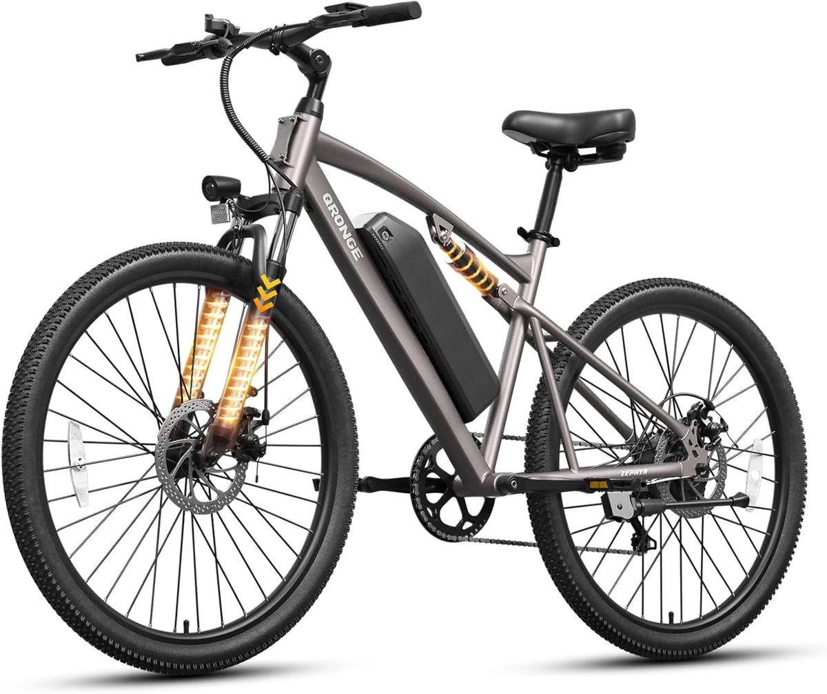 QRONGE Zephyr 1000W Electric Mountain Bike 486Wh Battery Full Suspension