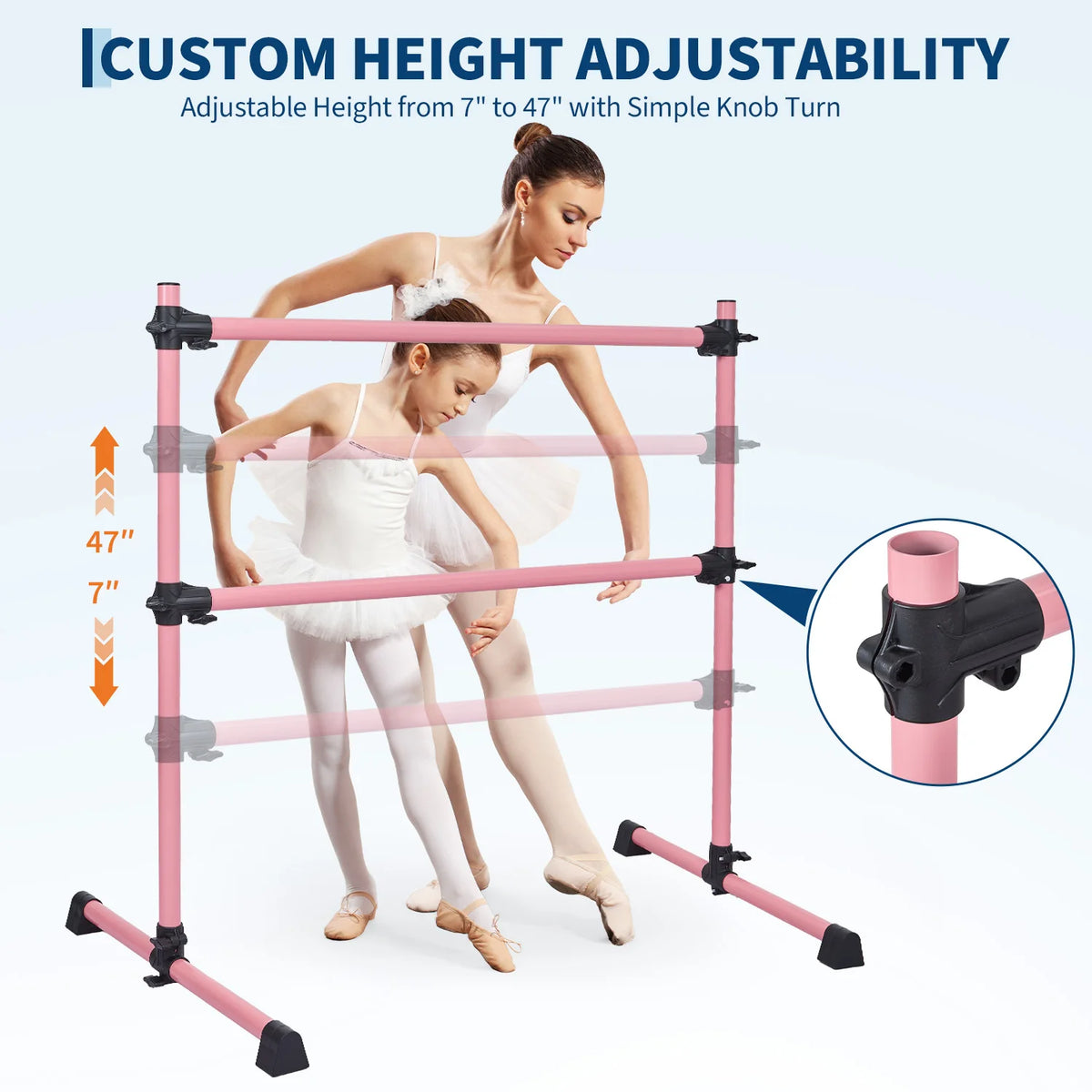 Adjustable 4 Foot Freestanding Ballet Barre for Dance Pilates and Stretching