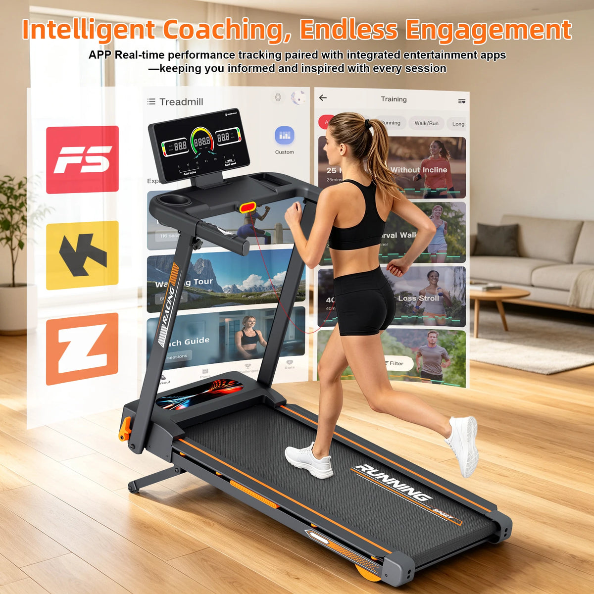 3.0HP Home Treadmill with 15 Level Auto Incline and Heart Rate Monitor