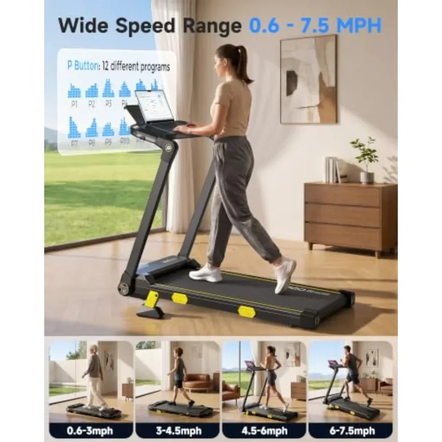Under Desk Treadmill with 13 Level Incline, Quiet Motor, RGB Lights