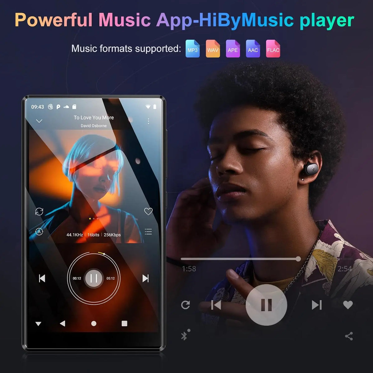Android 13 MP3 Player 4.7 Inch 1080P Bluetooth WiFi 32GB 96GB 1TB
