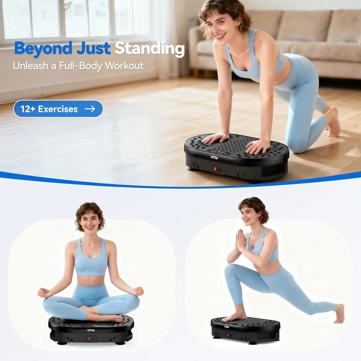 Vibration Plate 18 inch Exercise Machine Whole Body Workout Power Vibrate Fitness Platform Weight Loss Shaping 120 Speed Levels