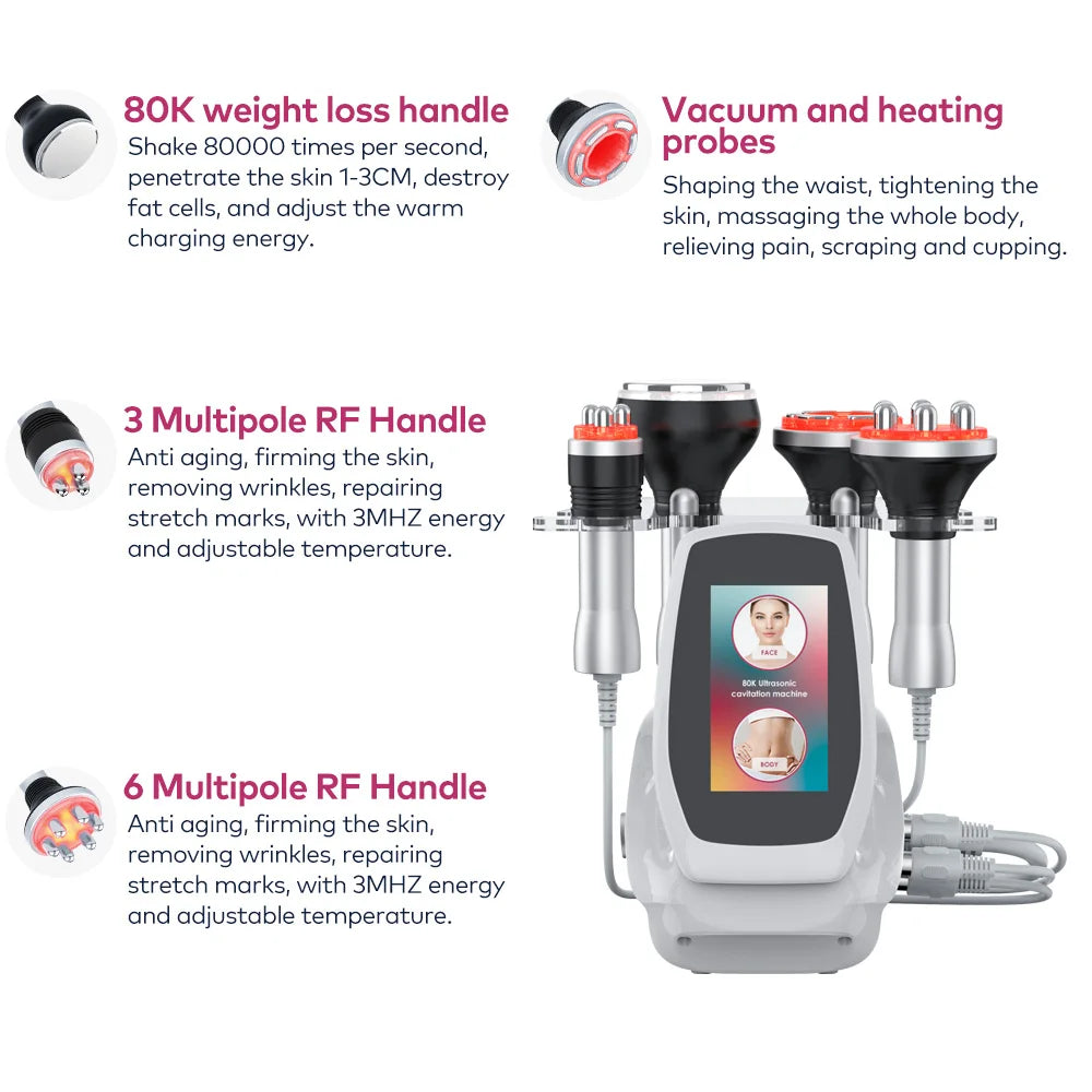 4 in 1 80K Cavitation Ultrasonic Body Slimming Machine Beauty Devic Facial Massager Skin Tighten Face Lifting Vacuum Suction