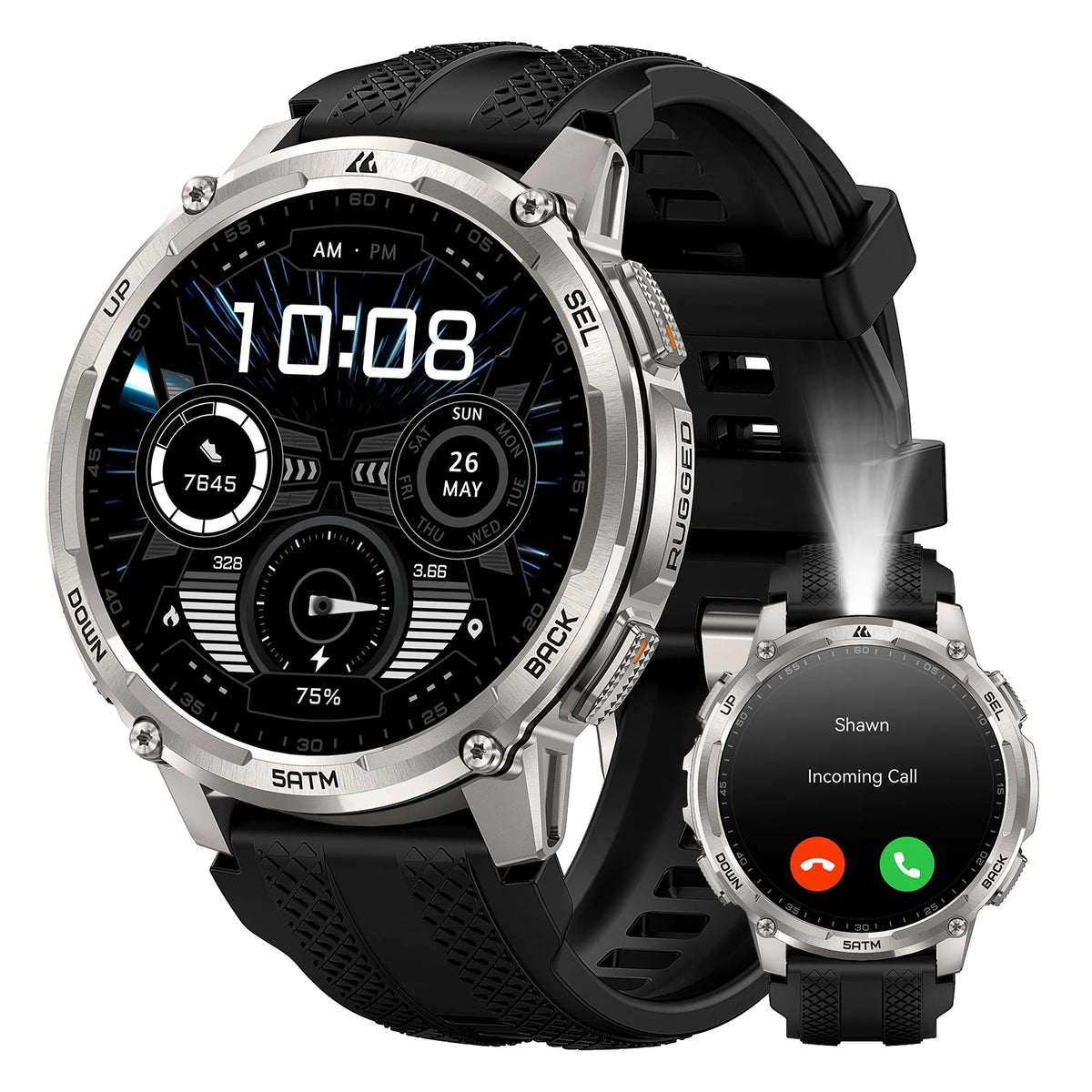 KOSPET TANK T4C Rugged Smartwatch with GPS Flashlight and 50M Waterproof