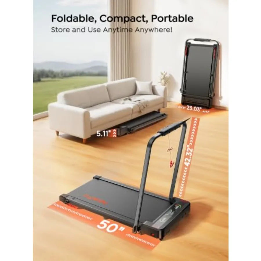Foldable 4 In 1 Walking Pad Treadmill With 9 Percent Incline And Handlebar