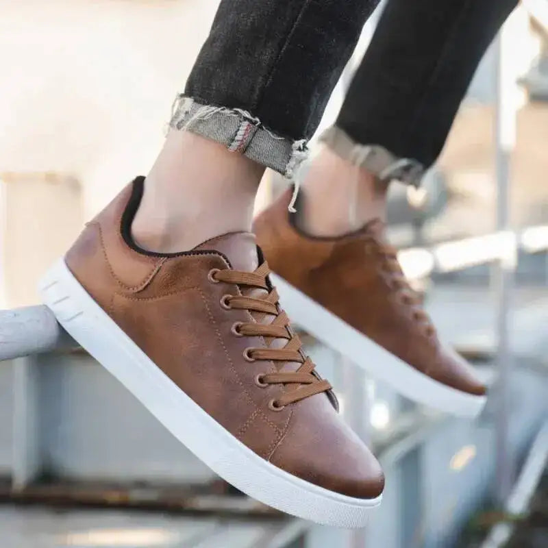 Mens Casual Leather Loafers, Classic Spring Summer Flat Shoes