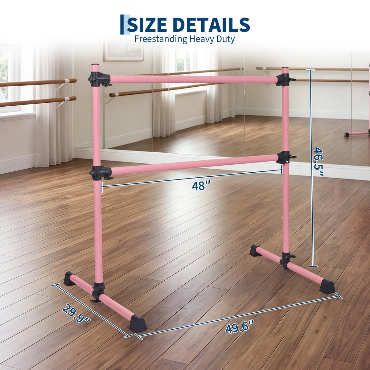 Adjustable 4 Foot Freestanding Ballet Barre for Dance Pilates and Stretching