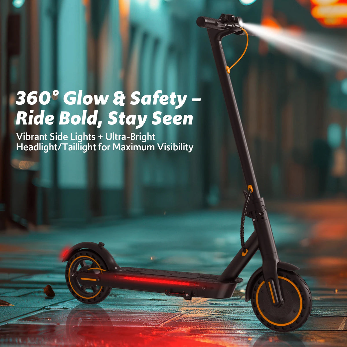 Electric Scooter Adults, 550W Motor, 19 Miles Range 19 MPH, UL Certified Folding E-Scooter for Adults Built-in Side Lights, Front Suspension with App Control