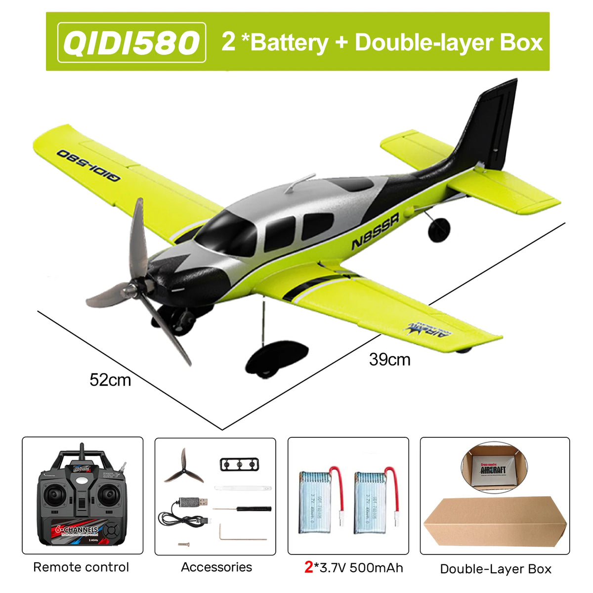 4CH RC Plane QIDI580 Brushless Stunt Glider 2.4G Remote Control Aircraft EPP Foam Fixed Wing Airplane Model Toys