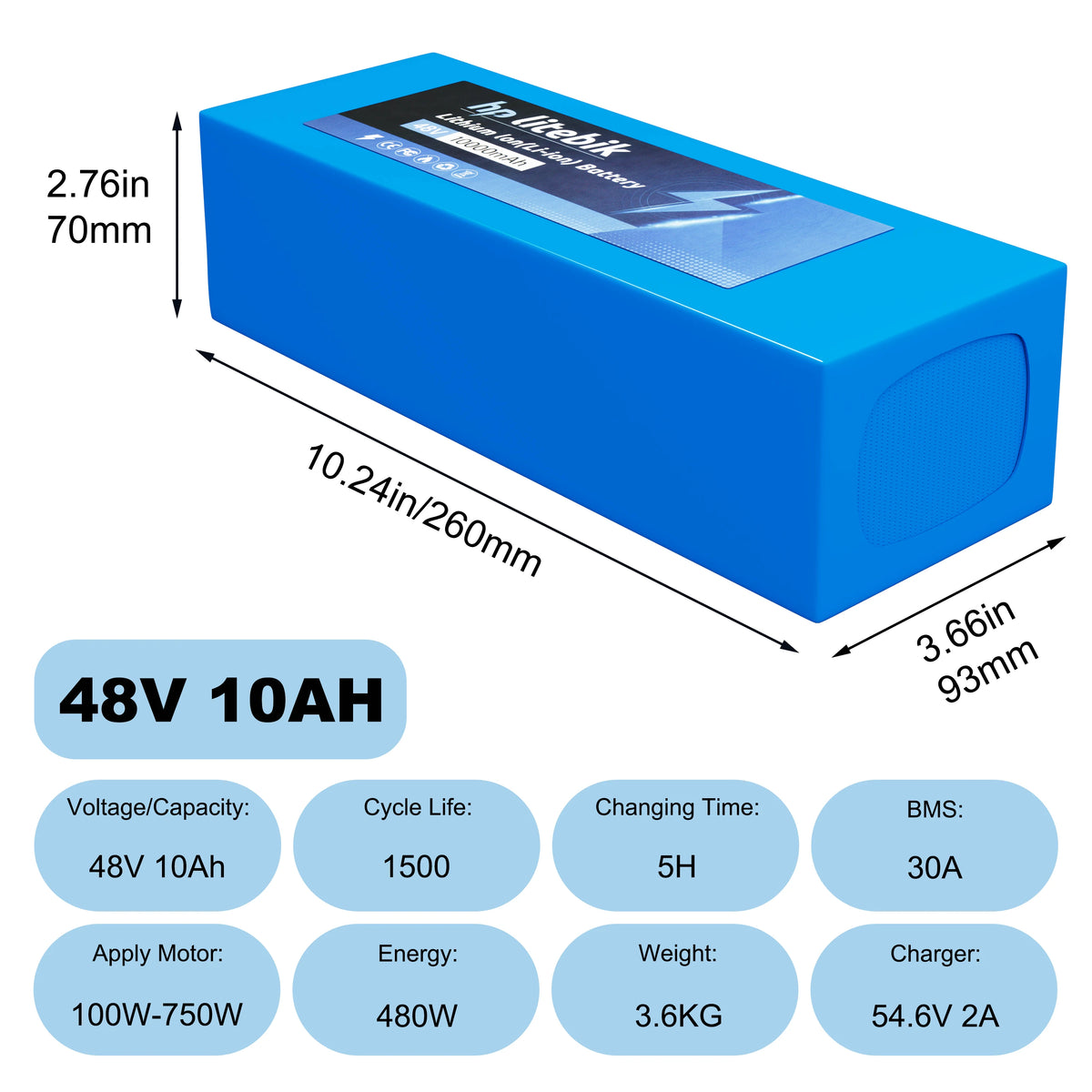 24V 36V 48V Battery, 10Ah/ 14AH/ 16AH/ 20AH Ebike Battery for 200-1200W Electric Bike Bicycle, Scooter and Other Motor