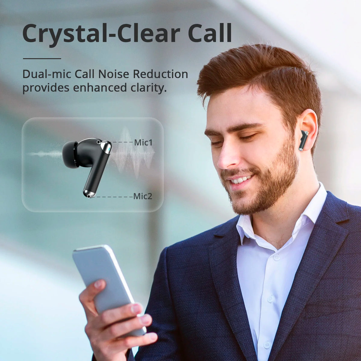 Tronsmart Sounfii R4 Wireless Bluetooth Earbuds With Quad Mic Noise Reduction