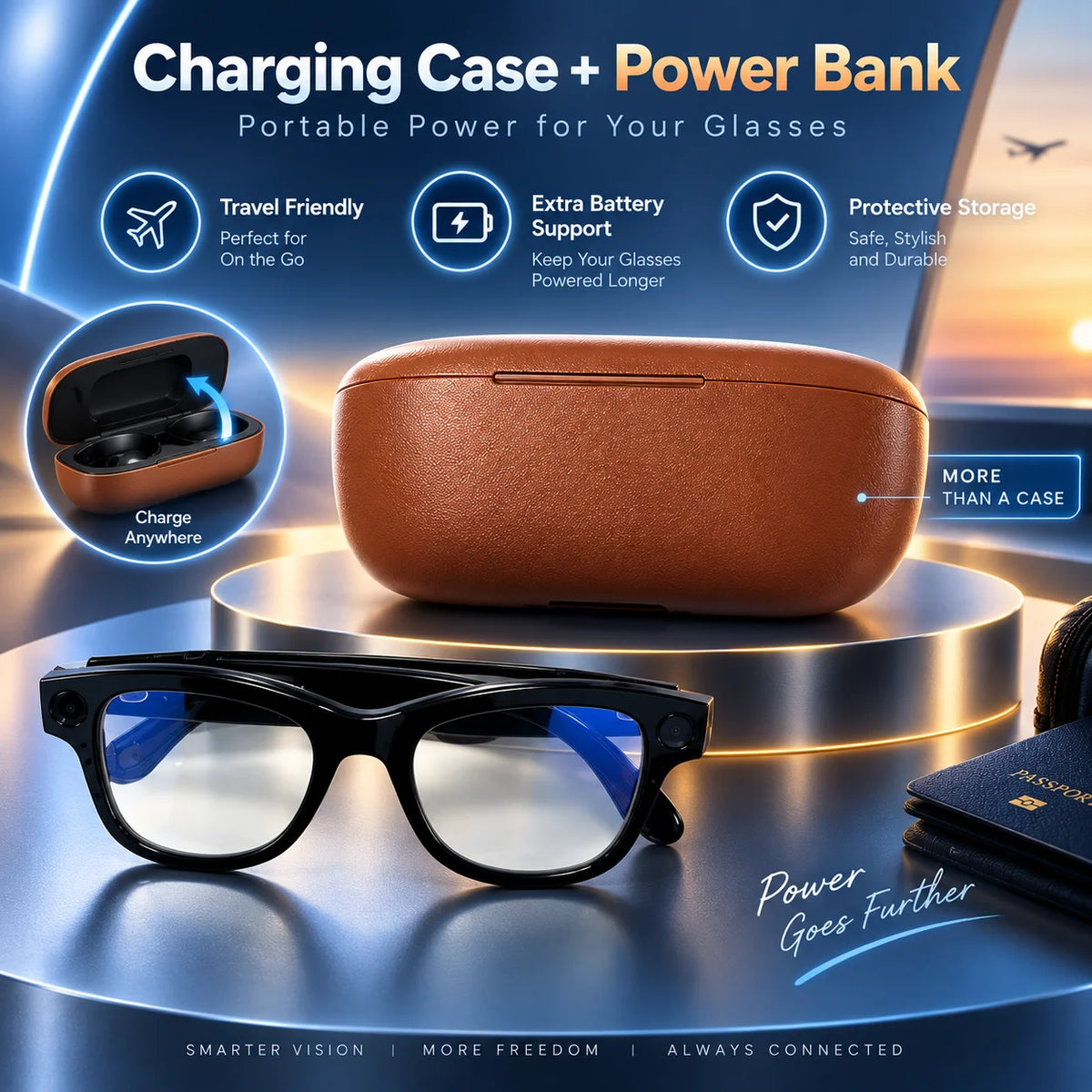 2026 Smart AI Glasses 1080P Camera 32GB Bluetooth Translation Charging Case