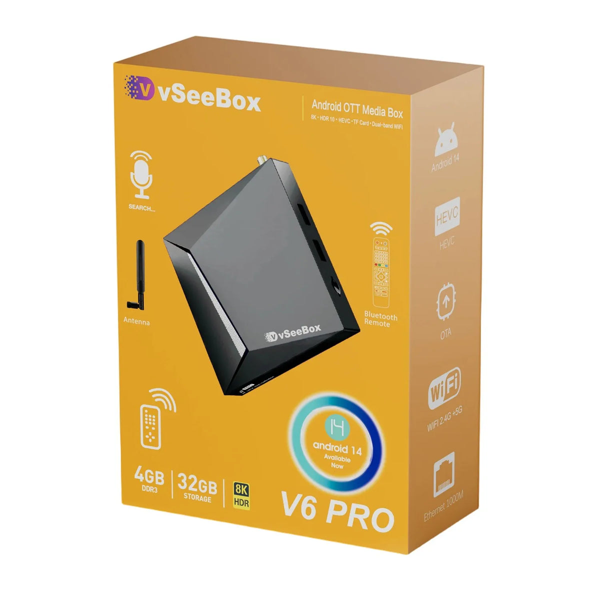 VseeBox V6 Pro Android 14 8K Ultra HD Voice Control TV Box