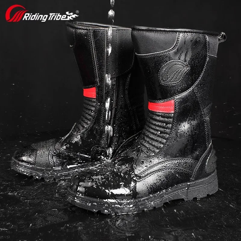 Off Road Motorcycle Boots for Men with Ankle Protection and Rubber Soles