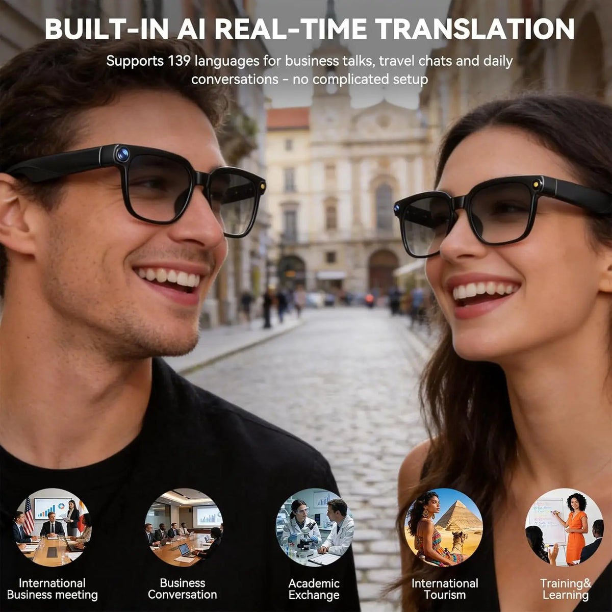 AI Smart Glasses With 8MP Camera 1080P Video Photochromic Lenses