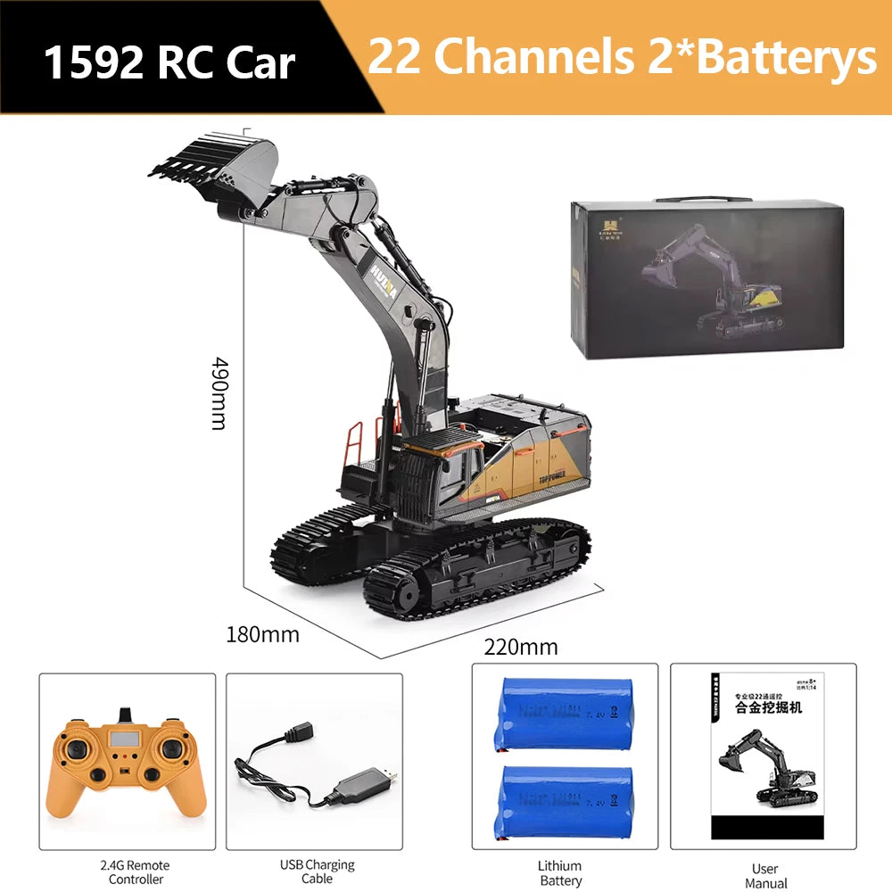 HUINA 1592 1:14 Scale RC Excavator 22 Channel Remote Control Crawler