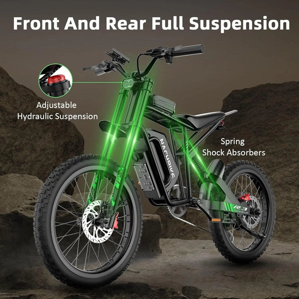 R3 50MPH Electric Dirt Bike 60V25Ah 1500Wh Battery 6000W Electric Bike Max 50Miles Ebike 19" Motorcycle Dual Hydraulic Brake