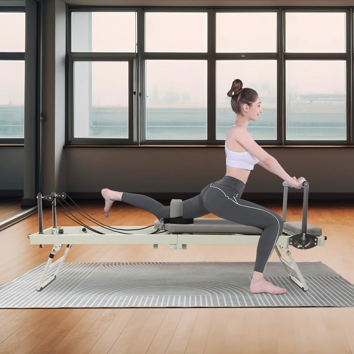 Foldable Pilates Reformer Machine Portable Home Fitness Equipment