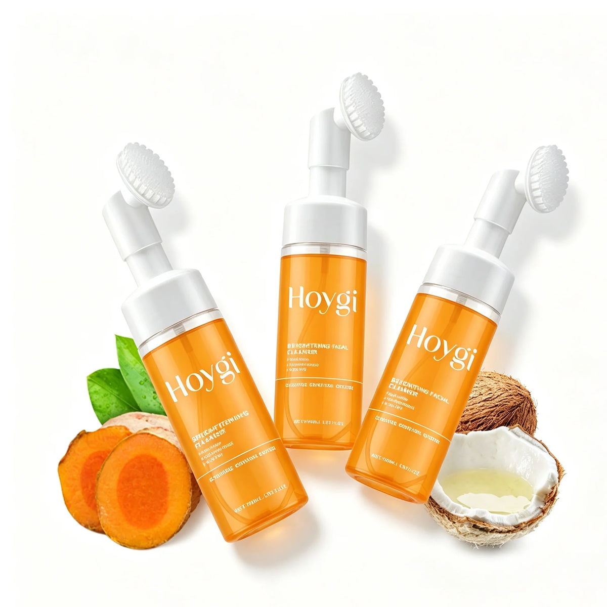 2-in-1 Turmeric Brightening Cleanser,Built in Silicone Brush Head,Synergistic Brightening Formula,Amino Acid Based Gentle Cleansing,Rose Water Hydration&Calming,Deep Nourishing, Cleansing&Hydrating All in One,Instant Foaming