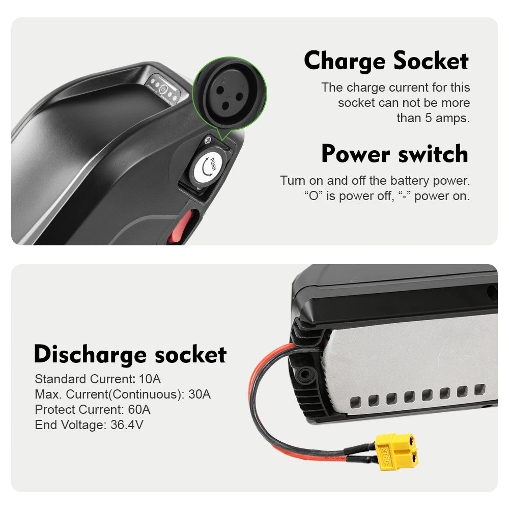 YOSE POWER 48V 15Ah Hailong Ebike Battery 4Prongs 48V Electric Bicycle Lithium Batteries for 500W 750W 1000W Electric Bike