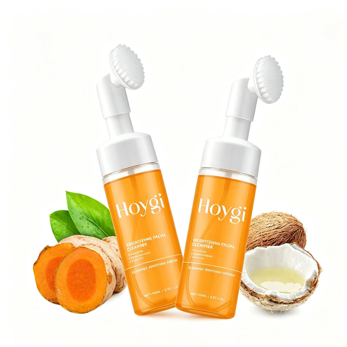 2-in-1 Turmeric Brightening Cleanser,Built in Silicone Brush Head,Synergistic Brightening Formula,Amino Acid Based Gentle Cleansing,Rose Water Hydration&Calming,Deep Nourishing, Cleansing&Hydrating All in One,Instant Foaming