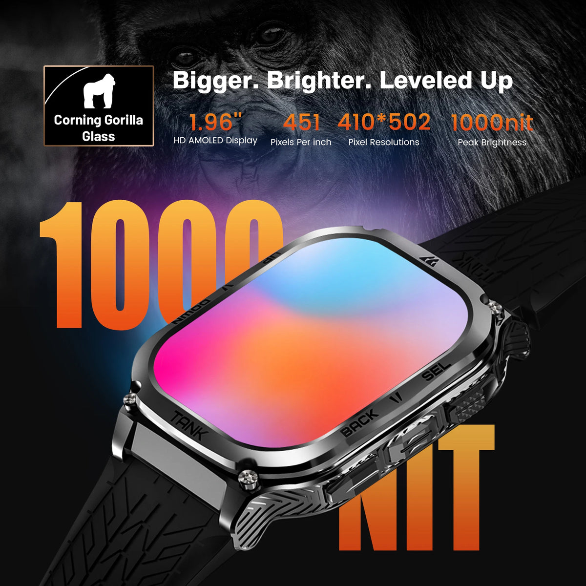 KOSPET Tank M3 AMOLED Smartwatch With Fitness Tracking And Bluetooth AOD