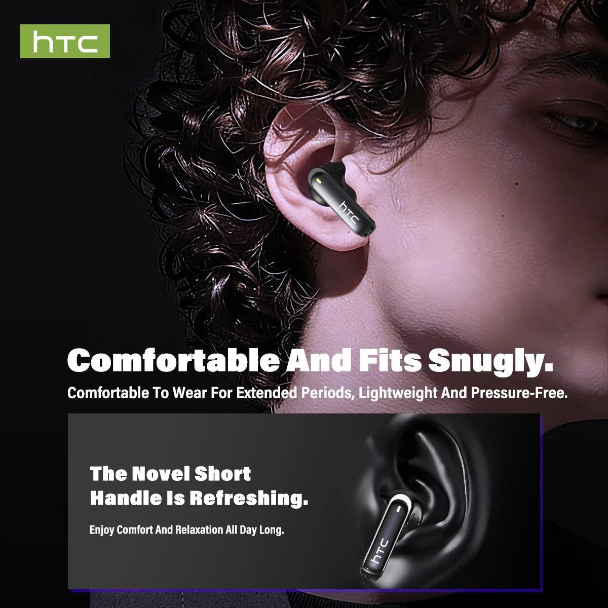 HTC NE70 Wireless Bluetooth Earbuds With AI Translator And 30 Hour Battery Life