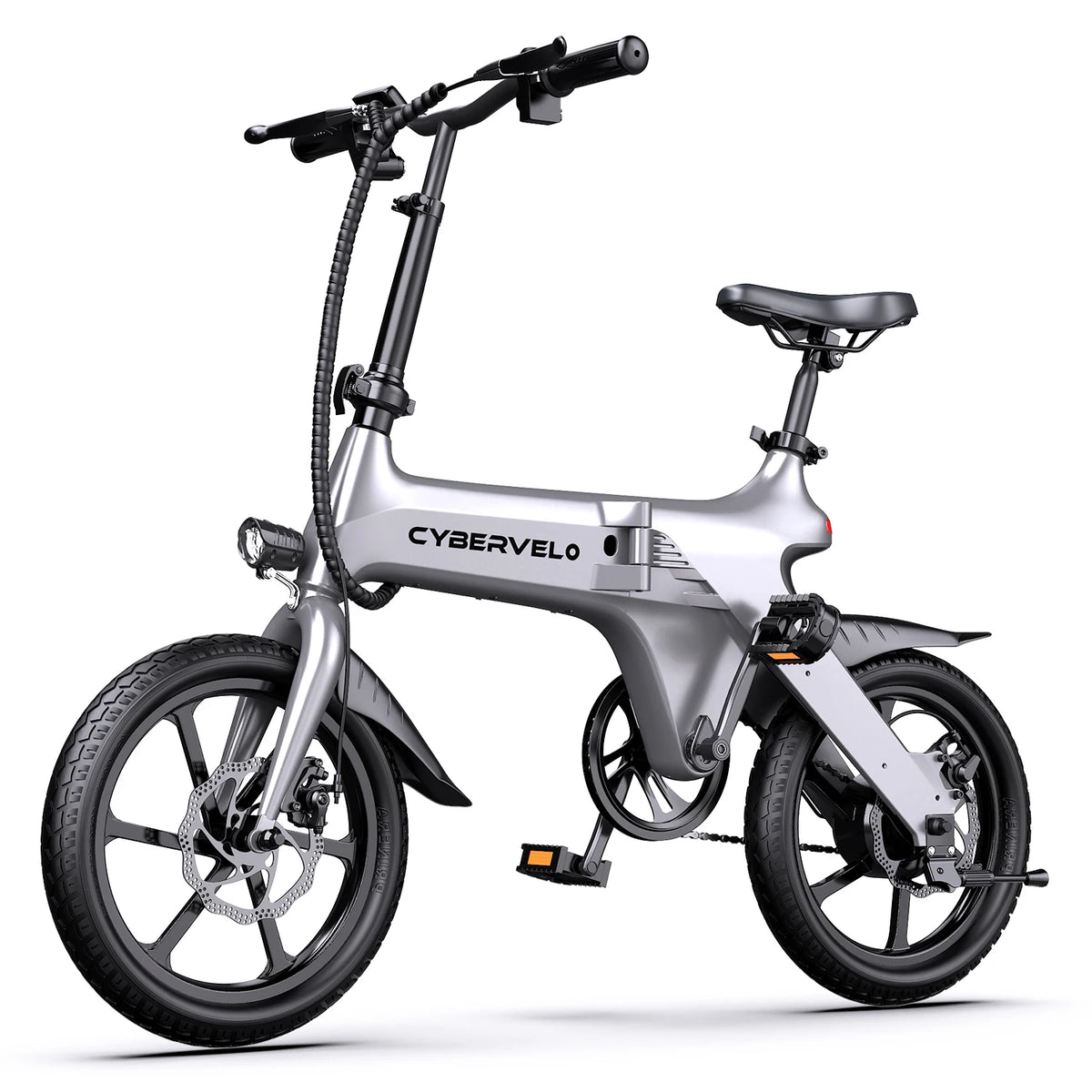 Cybervelo 500W Peak Motor, Foldable E-Bike, Adult City Travel Electric Bike, 20MPH Ultra Light Weight Long Range Commuter EK13