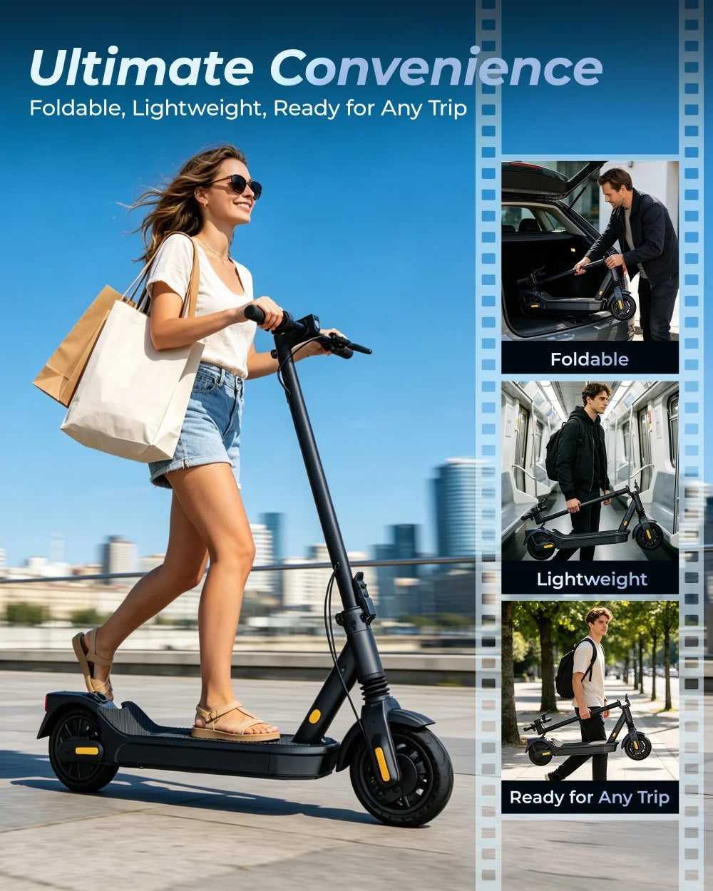 High Speed Electric Scooter Foldable E-scooter 500W 20 Mile Max Range 8.5 Inch Tire Double Suspension App Control Fast Charging