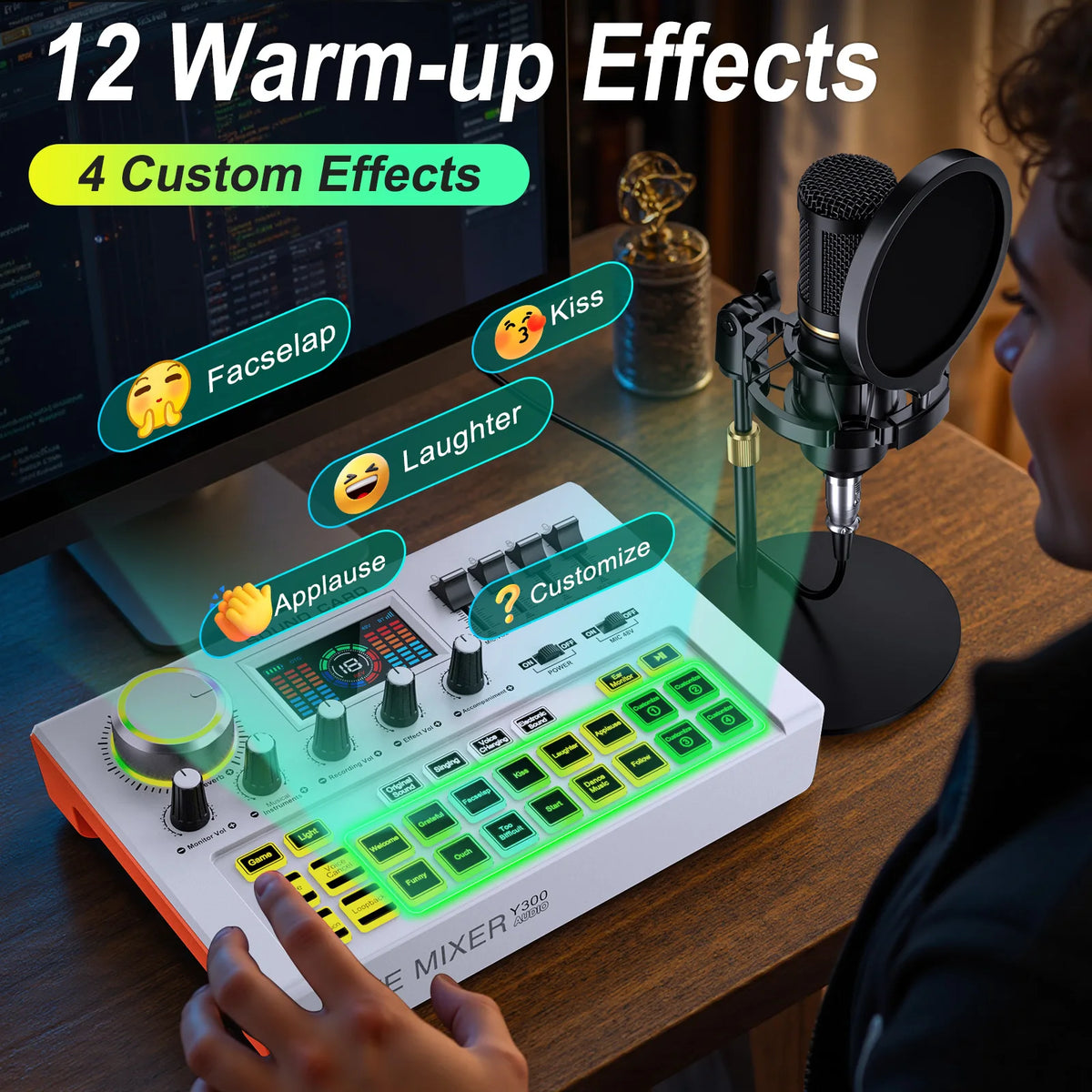 Tenlamp Y300 BM800 Live Sound Mixer Podcast Recording Bundle for 4 People