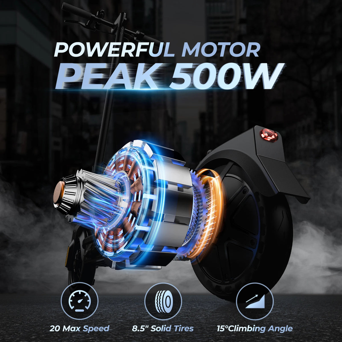 Foldable Electric Scooter High Speed E- Scooter 8.5" Tire Double Suspension 500W 30KM Long Range Fast Charging Adult Scooter