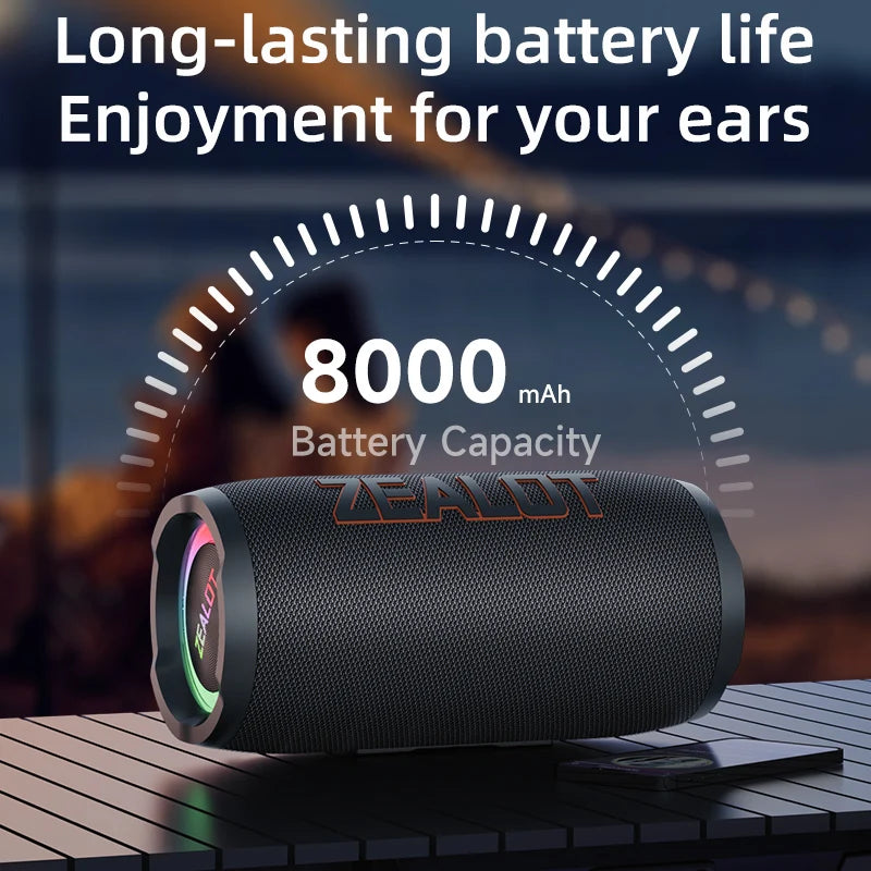 ZEALOT S76 50W Portable Bluetooth Speaker Waterproof IPX6 Outdoor Bass Speaker